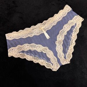 Elle Macoherson sheer ribbons blue denim brief S